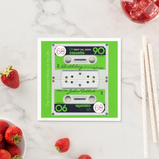 Serviette En Papier Retro W Audiotape 60e anniversaire Fête PPN (En situation)