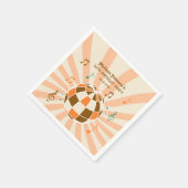 Serviette En Papier Retro Wave Disco Ball Musical Orange Anniversaire (Coin)