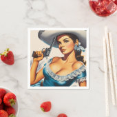 Serviette En Papier Retro Wild West Pin-up (En situation)
