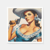 Serviette En Papier Retro Wild West Pin-up (Devant)