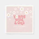 Serviette En Papier Retro Young Wild One Daisy floral 1er anniversaire (Devant)