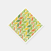 Serviette En Papier Rétro Zig-Zag Orange & Green Chevron (Coin)