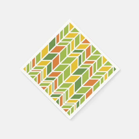 Serviette En Papier Rétro Zig-Zag Orange & Green Chevron (Coin)