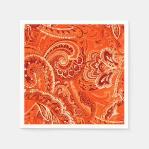 Serviette En Papier Rétros bandanna/Bandana oranges de Paisley
