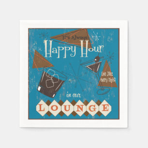 Serviette En Papier Rétros serviettes de cocktail d'heure heureuse