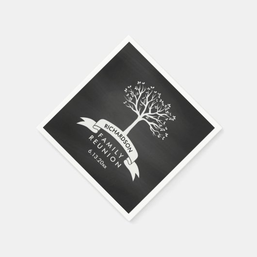 Serviette En Papier Retrouvailles familiales arborées en Chalkboard te (Coin)