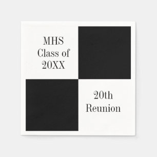 Serviette En Papier Réunion de classe à carreaux noirs personnalisés