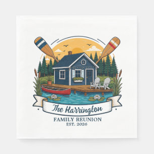 Serviette En Papier Réunion de famille à la cabane rustique au bord du