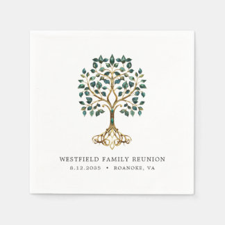 Serviette En Papier Réunion de famille Arbre de vie émeraude
