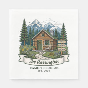 Serviette En Papier Réunion de famille dans un chalet de montagne rust
