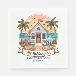 Serviette En Papier Réunion de famille dans une maison de plage côtièr