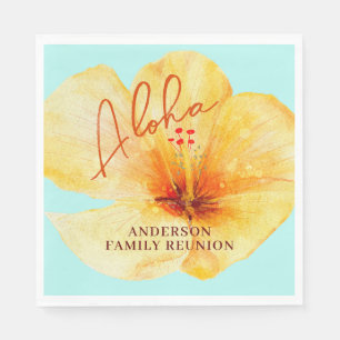 Serviette En Papier Réunion de famille de l'Aloha florale tropicale