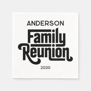 Serviette En Papier Réunion de famille minimaliste personnalisée noir 