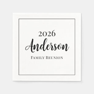 Serviette En Papier Réunion de famille noir et blanc moderne élégant