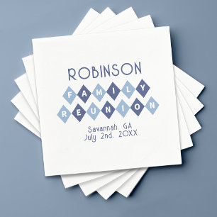 Serviette En Papier Réunion de famille Rassemblement Moderne Bleu Fête
