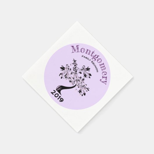 Serviette En Papier Réunion familiale Moderne violet et arbre noir (Coin)