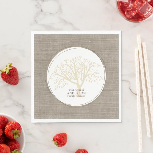 Serviette En Papier Reunion familiale Rustique Brown Stitch Burlap (En situation)