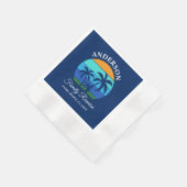 Serviette En Papier Reunion Famille Summer Beach Palm Trees Bleu (Coin)