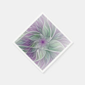 Serviette En Papier Rêve de fleurs, Abstrait violet vert Fractal Art (Coin)