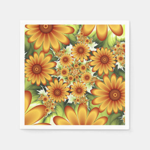 Serviette En Papier Rêve Floral, Art Fractal Moderne Abstrait Fleur