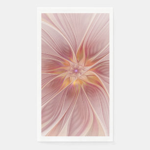 Serviette En Papier Rêve Rose Pâle Floral Art Fractal Abstrait Fleur