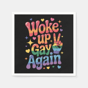 Serviette En Papier Réveillez Gay encore Funny LGBTQ Pride Arc-en-ciel