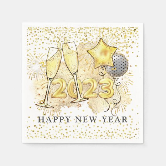 Serviette En Papier Réveillon 2023 Parties scintillant des Ballons Cha (Devant)