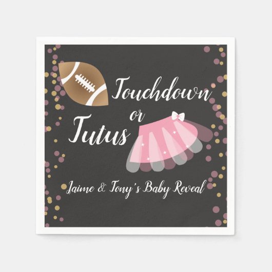 Serviette En Papier Révélation de bébé tutus ou Touchdown (Devant)