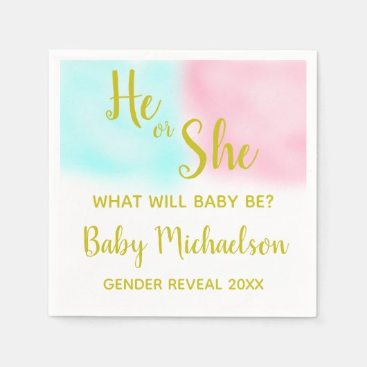 Serviette En Papier Révélation de genre de l'aquarelle (Devant)