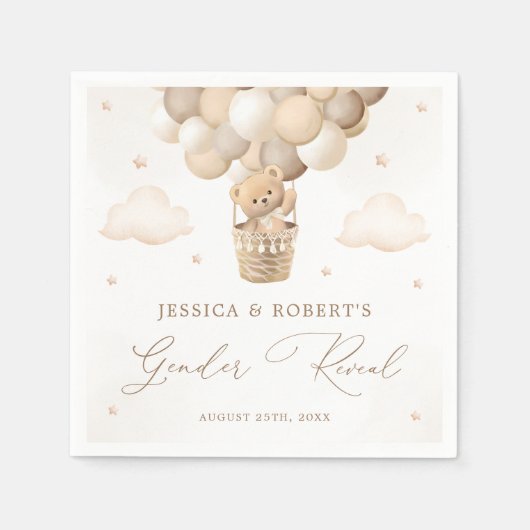 Serviette En Papier Révélation du genre chez l'ours en peluche neutre (Devant)