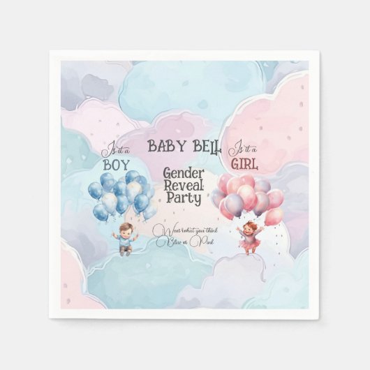 Serviette En Papier Révélation du genre du bébé (Devant)