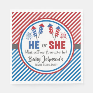 Serviette En Papier Révélation du genre du bébé - 4 juillet de pétards