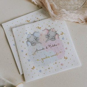 Serviette En Papier Révélation du genre Eléphant floral bleu rose