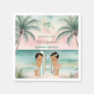 Serviette En Papier Révélation du sexe de bébé de plage tropicale Blus