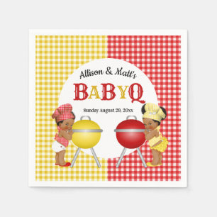 Serviette En Papier Révélation du sexe Rouge Jaune Gingham Bébé Q BBQ