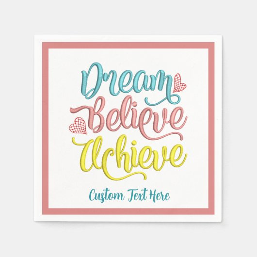 Serviette En Papier Rêver Croire Atteindre Motivation Inspirationnelle (Devant)