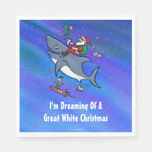 Serviette En Papier Rêver D'Un Grand Requin Blanc Drôle Noël (Devant)