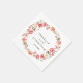 Serviette En Papier Rêver rose | Fleurs mariage rustique Personnalisé (Coin)