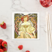 Serviette En Papier Reverie, tableau d'art d'Alfons Mucha (En situation)