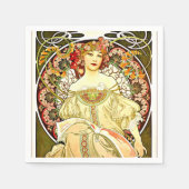 Serviette En Papier Reverie, tableau d'art d'Alfons Mucha (Devant)