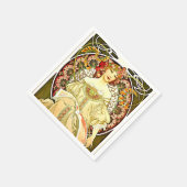 Serviette En Papier Reverie, tableau d'art d'Alfons Mucha (Coin)