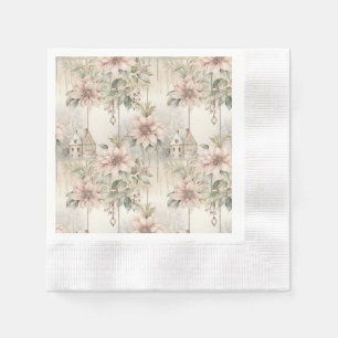 Serviette En Papier Rêves de Noël rose Poinsettia