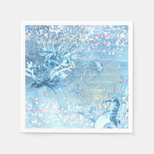 Serviette En Papier Rêves océaniques mystiques hippocampe méduse bleu