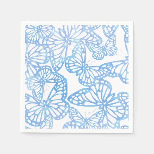 Serviette En Papier Rêves papillons (bleu) (Devant)