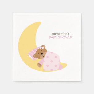 Serviette En Papier Rêves roses douces Sleeping Teddy Ours