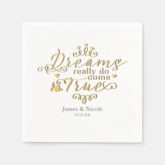 Serviette En Papier RÊVES VRAIMENT VIENT VRAI Gold Princess Napkins (Devant)