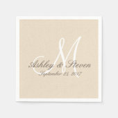 Serviette En Papier Revêtement de lin rustique avec Monogramme blanc (Devant)