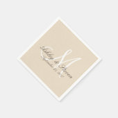 Serviette En Papier Revêtement de lin rustique avec Monogramme blanc (Coin)