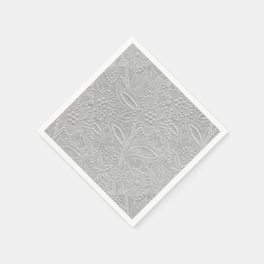 Serviette En Papier Revêtement floral gris (Coin)