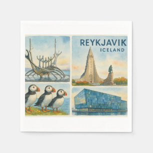 Serviette En Papier Reykjavik Islande multivue 